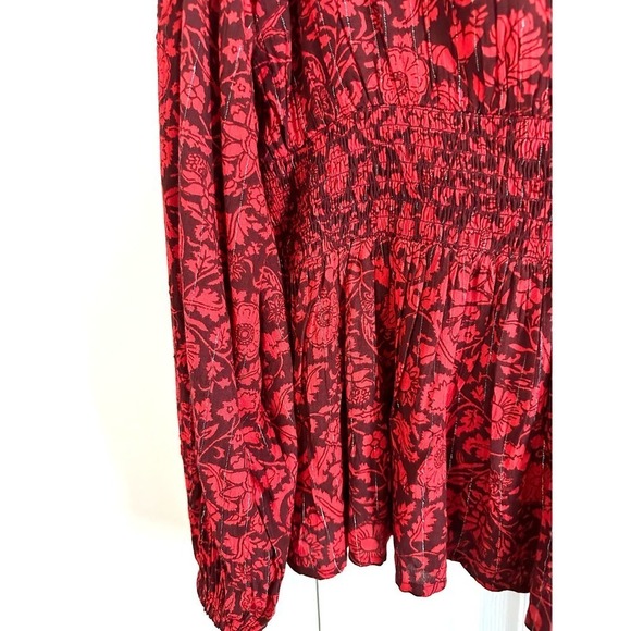 KNOX ROSE Peasant Boho Floral Metallic Embroidered Smocked Back Blouse - Sz XXL - Picture 7 of 8